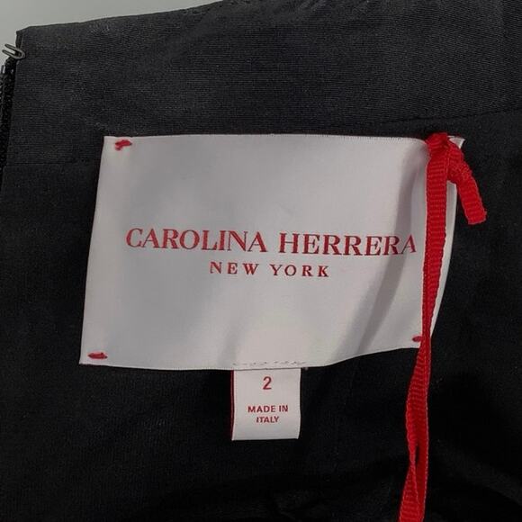 Carolina Herrera Size 2 Black Sweetheart Silk Ruffle Cocktail Dress Italy G1-1 - Picture 4 of 9